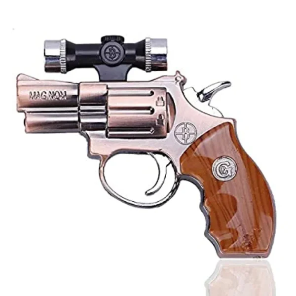 Metal body refilable gun shaped cigarette lighter with laser - Image 2