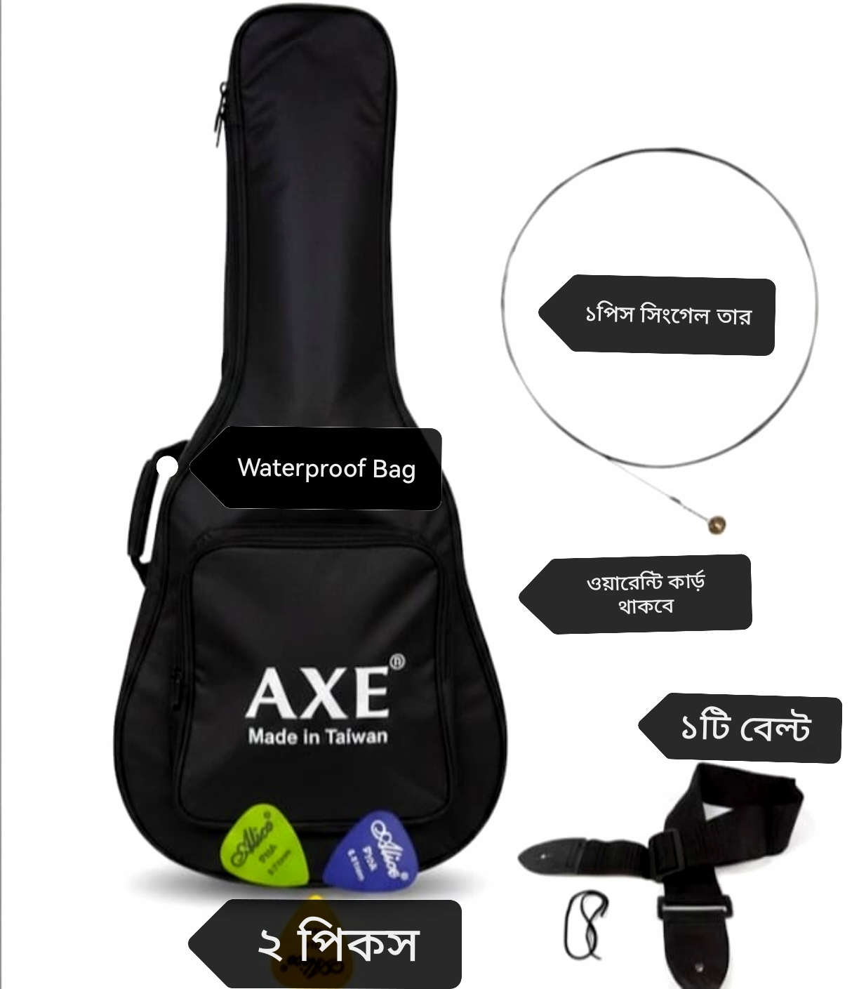 Brand new Blue Acoustic+Output System guitar with bag+pick - Image 4