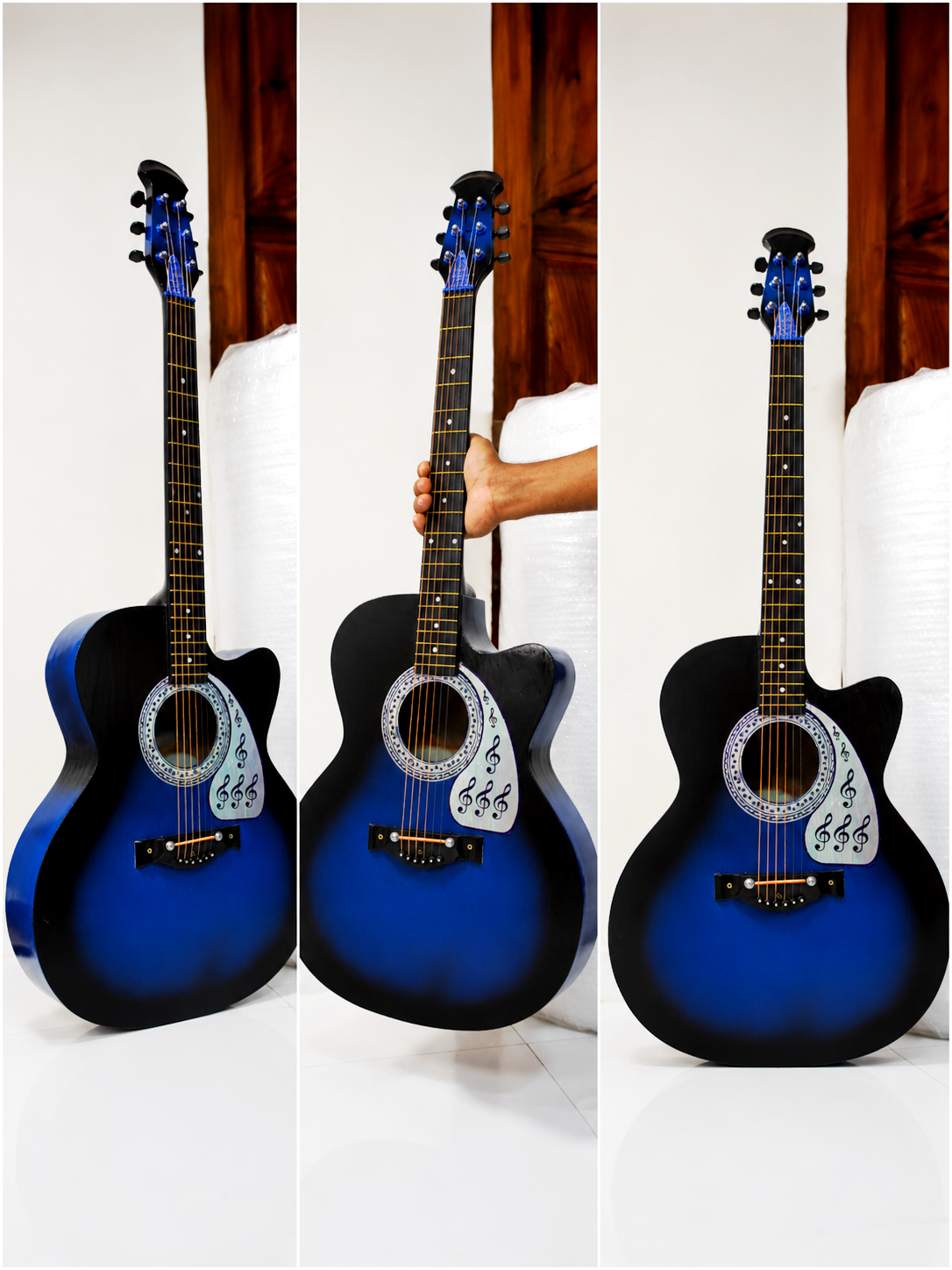 Brand new Blue Acoustic+Output System guitar with bag+pick - Image 2