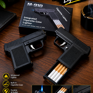 Unique Stylish 2 in 1 refilable gunshapped gas lighter+Box