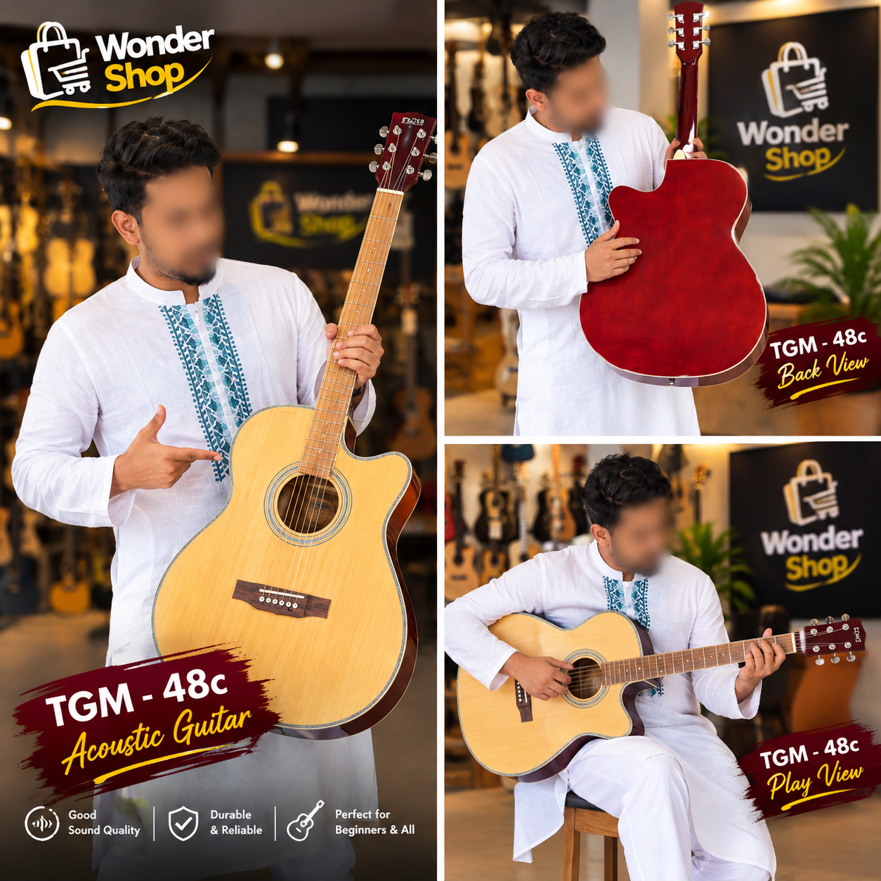 TGM-48c Natural colour pure Acoustic guitar - Image 2